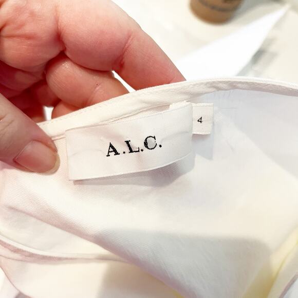 A.L.C Sidelle Linen Blend Wrap Ruffle Sleeve Mini Dress White 4 - Picture 3 of 13